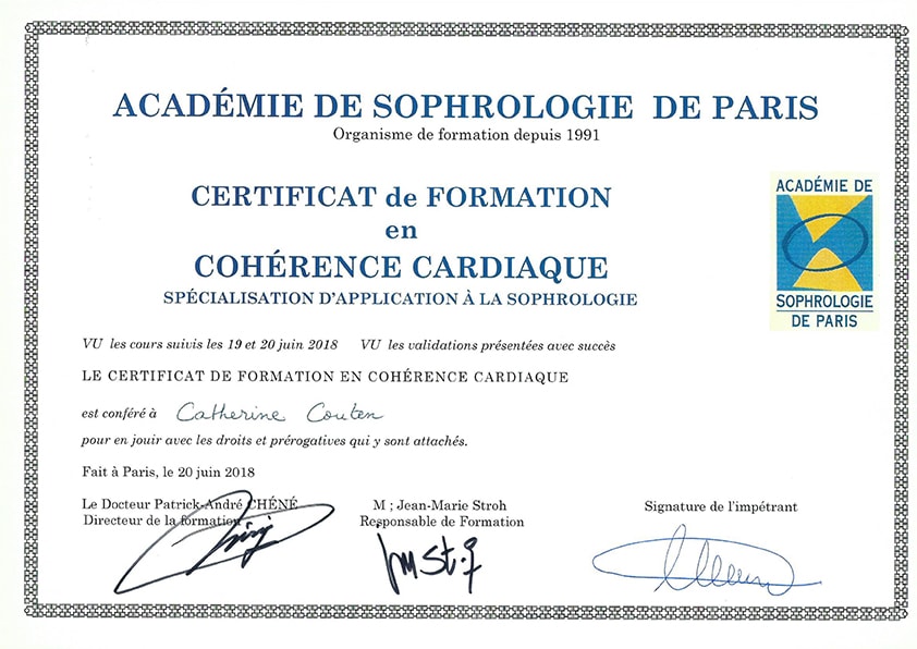 Certificat Cohérence Cardiaque